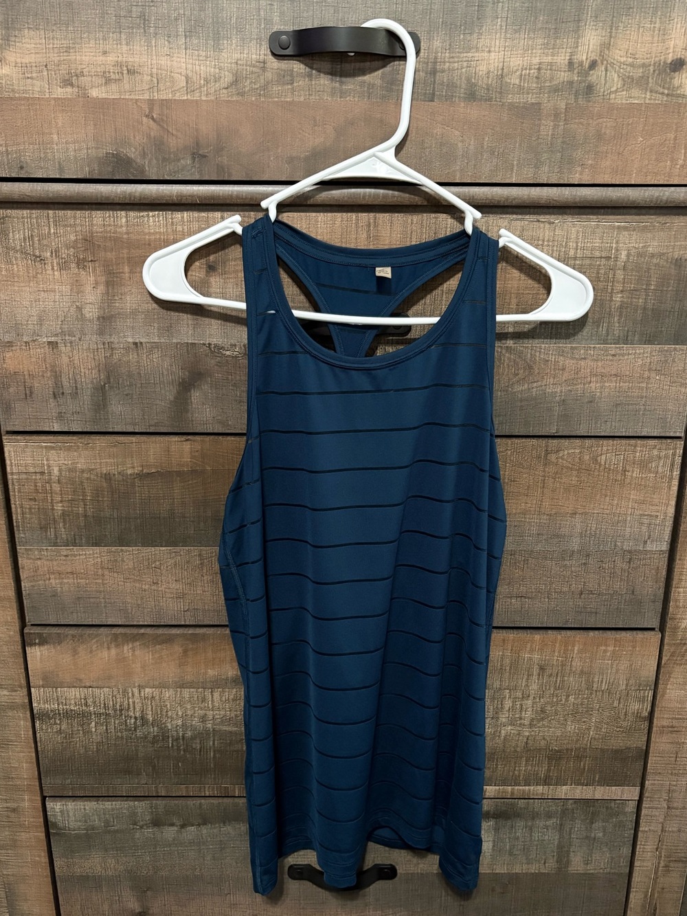 Athleta Striped Navy Racerback Tank Top